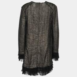 Pre Owned D&G Gold and Black Tulle Overlay Lightweight Coat M