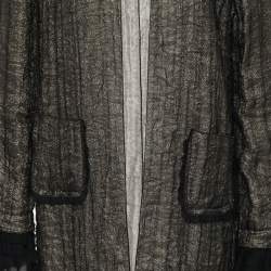 Pre Owned D&G Gold and Black Tulle Overlay Lightweight Coat M
