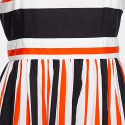 Pre Owned Dolce & Gabbana Multicolor Striped Cotton Cut Out Back Midi Dress M