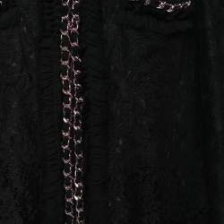 مملوكة مسبقًا D&G Black Lace Chain Embellished Tiered Coat M