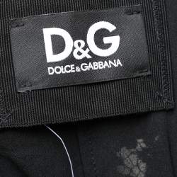 مملوكة مسبقًا D&G Black Lace Chain Embellished Tiered Coat M