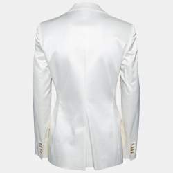 Pre Owned Dolce & Gabbana Off White Cotton Single Breasted Blazer M