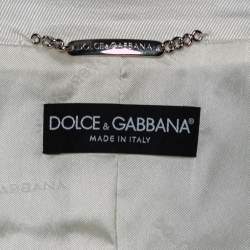 Pre Owned Dolce & Gabbana Off White Cotton Single Breasted Blazer M