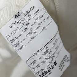 Pre Owned Dolce & Gabbana Off White Cotton Single Breasted Blazer M
