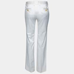 Pre Owned Dolce & Gabbana Off White Cotton Straight Leg Pants M