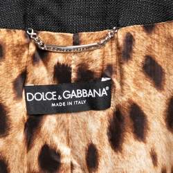 Pre Owned Dolce & Gabbana Black Knit Embellished Neck Detail Jacket M