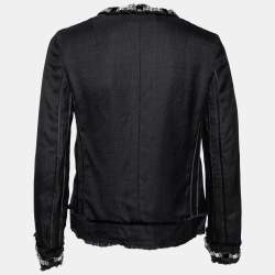 Pre Owned Dolce & Gabbana Black Knit Embellished Neck Detail Jacket M