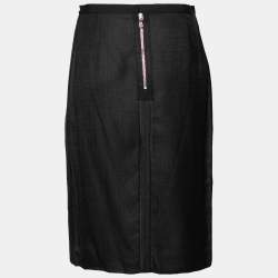 Pre Owned Dolce & Gabbana Black Textured Crepe Pencil Skirt M