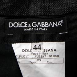 Pre Owned Dolce & Gabbana Black Textured Crepe Pencil Skirt M