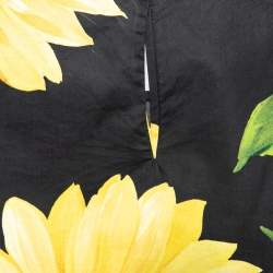 Pre Owned Dolce & Gabbana Black & Yellow Sunflower Print Cotton Top S
