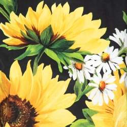 Pre Owned Dolce & Gabbana Black & Yellow Sunflower Print Cotton Top S