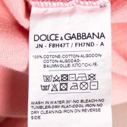 Pre Owned Dolce & Gabbana Pink Cotton Logo Printed Sleeveless T-Shirt S