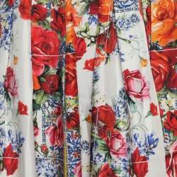 Pre Owned Dolce & Gabbana Multicolor Floral Print Silk Midi Skirt M