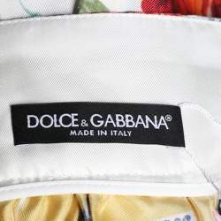 Pre Owned Dolce & Gabbana Multicolor Floral Print Silk Midi Skirt M