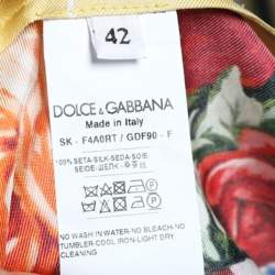 Pre Owned Dolce & Gabbana Multicolor Floral Print Silk Midi Skirt M