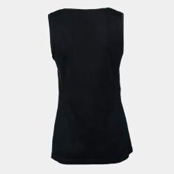 Pre Owned Dolce & Gabbana Black Silk & Cotton Lace Inset Detailed Sleeveless Top M