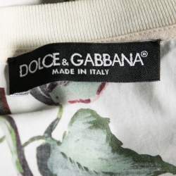Pre Owned Dolce & Gabbana White Rose Printed Cotton Sleeveless Top S