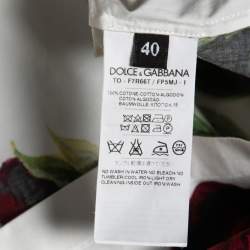 Pre Owned Dolce & Gabbana White Rose Printed Cotton Sleeveless Top S