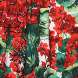 مملوكة مسبقًا Dolce & Gabbana Red Floral Print Poplin Off Shoulder Blouse M