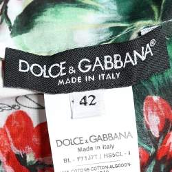 مملوكة مسبقًا Dolce & Gabbana Red Floral Print Poplin Off Shoulder Blouse M