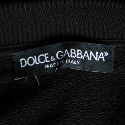 Pre Owned Dolce & Gabbana Black Cotton Love Heart Logo Printed Hoodie M