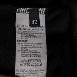 Pre Owned Dolce & Gabbana Black Cotton Love Heart Logo Printed Hoodie M