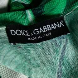 Pre Owned Dolce & Gabbana Green Leaf Print Silk Knit Sleeveless Sweater M
