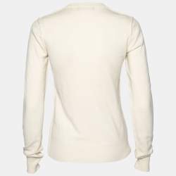 Pre Owned Dolce & Gabbana Cream Cashmere Inside Out Long Sleeve Sweater S
