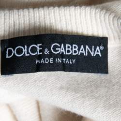 Pre Owned Dolce & Gabbana Cream Cashmere Inside Out Long Sleeve Sweater S