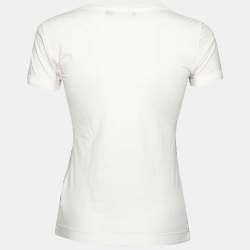 Pre Owned Dolce & Gabbana Cream Marilyn Monroe Printed Cotton T-Shirt XS