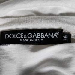 Pre Owned Dolce & Gabbana Cream Marilyn Monroe Printed Cotton T-Shirt XS