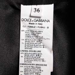 Pre Owned جاكيت بليزر دولتشي أند غابانا صوف أسود مطرز ديفوشون مقاس صغير جداً (اكس سمول)