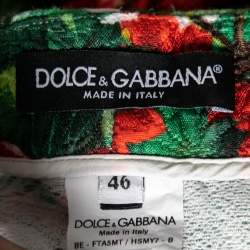 Pre Owned Dolce & Gabbana Red Geranium Printed Cotton Shorts L