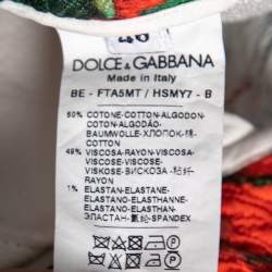 Pre Owned Dolce & Gabbana Red Geranium Printed Cotton Shorts L