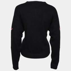 Pre Owned Dolce & Gabbana Black Knit Sequin and Beaded Embroidered Sweater M
