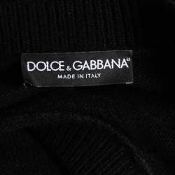Pre Owned Dolce & Gabbana Black Knit Sequin and Beaded Embroidered Sweater M