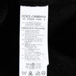 Pre Owned Dolce & Gabbana Black Knit Sequin and Beaded Embroidered Sweater M
