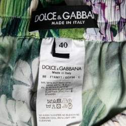 مملوكة مسبقًا Dolce & Gabbana Green Hydrangea Printed Silk Pyjama Shorts S