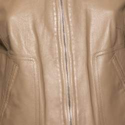 Pre Owned جاكيت دولتشي أند غابانا جلد بني جملي بسحاب أمامي مقاس متوسط ( ميديوم )