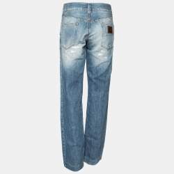 Pre Owned Dolce & Gabbana Blue Denim Distressed Jeans XL