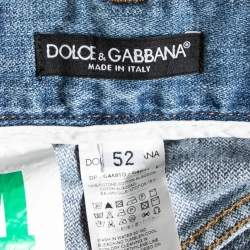 Pre Owned Dolce & Gabbana Blue Denim Distressed Jeans XL
