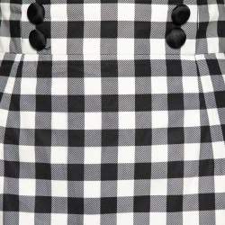Pre Owned Dolce & Gabbana Black and White Checkered Ruffle Hem Skirt S