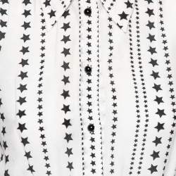 Pre Owned Dolce & Gabbana White Star Printed Silk Button Front Blouse S