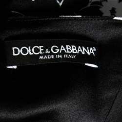 Pre Owned Dolce & Gabbana Black and White Floral Printed Crepe Sleeveless Dress L