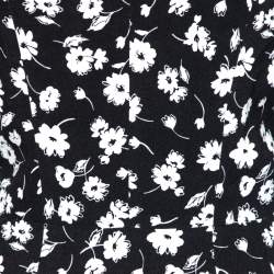 Pre Owned Dolce & Gabbana Black and White Floral Printed Crepe Sleeveless Dress L