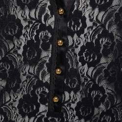 Pre Owned D&G Vintage Black Lace Puff Sleeve Blouse L