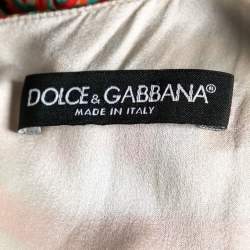 Pre Owned Dolce & Gabbana Multicolor Oriental Fan Print Silk Dress M