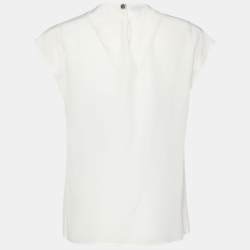 Pre Owned Dolce & Gabbana Cream Silk Lace Embroidered Crystal Embellished Sleeveless Blouse M