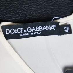 Pre Owned Dolce & Gabbana Cream Silk Lace Embroidered Crystal Embellished Sleeveless Blouse M