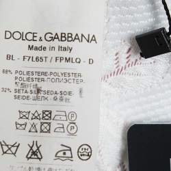 Pre Owned بلوزة دولتشي أند غابانا جاكار طباعة موردة ومفتاح بني مقاس صغير ( سمول )